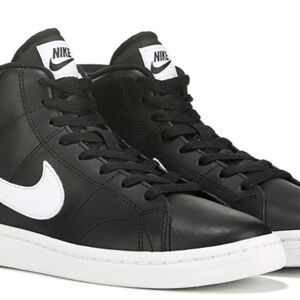 Nike Black and White High-Top Sneakers with Leather Finish